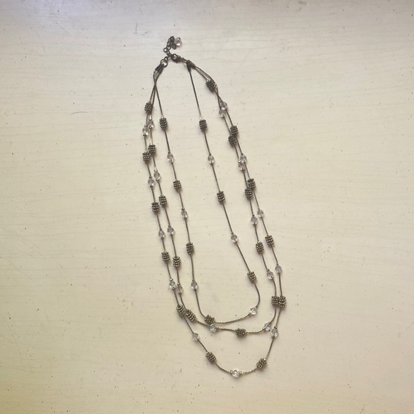 Fair Trade Multi-strand Necklace Gold and clear beads - Picture 2 of 5